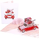 PopLifeยฎ Love Bug 3D Pop Up Card โ Valentineโs Day & Anniversary Greeting Card with Pink Beetle Car, โSimply Loveโ Message โ Romantic Card for Wife, Girlfriend, Husband