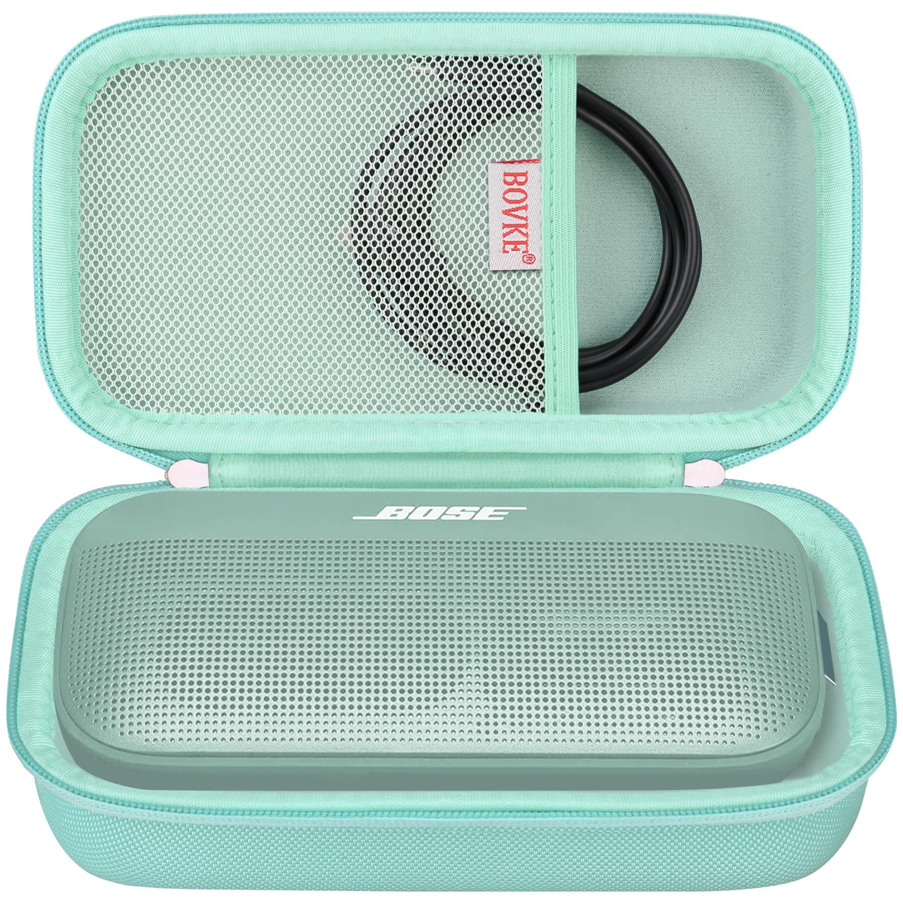 BOVKE Hard Travel Speaker Case for Bose New SoundLink Flex Speaker (2nd Gen) / Bose SoundLink Flex Bluetooth Portable Speaker, Mesh Pocket for Bose Speaker Charger, Charging Cables, Alpine Sage