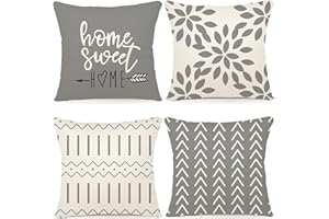 YCOLL Pillow Covers Set of 4, Modern Sofa Throw Pillow Cover, Decorative Outdoor Linen Fabric Pillow Case for Couch Bed Car (