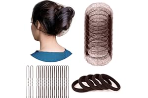 ZefeqCo 120Pcs Hair Accessories Set - Brown - 50Pcs Hair Nets (20inch), 45Pcs Hair Pins (6cm), 25Pcs Hair Ties