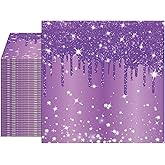40 PCS Disposable Napkins Happy Birthday Napkins Purple Diamond Paper Napkins Purple Birthday Decorations for Dinner Wedding Anniversary Birthday Party Supplies 2 Ply