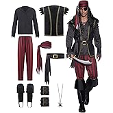 Spooktacular Creations Men Pirate Costume Ruthless Renegade Pirate Set with Boot Cover for Halloween Costume Cosplay Party