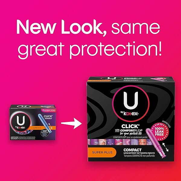 U BY KOTEX CLICK COMPACT TAMPONS, SUPER PLUS ABSORBENCY, UNSCENTED, 32 COUNT