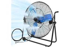 TMWINGS 24 Inch Industrial Floor Fan High Velocity, 8500 CFM Heavy Duty Outdoor Misting Fan with Aluminum Blades, 360° Adjustable Tilt Metal Fans for Workshop, Patio, Warehouse, Factory, Garage - UL Listed