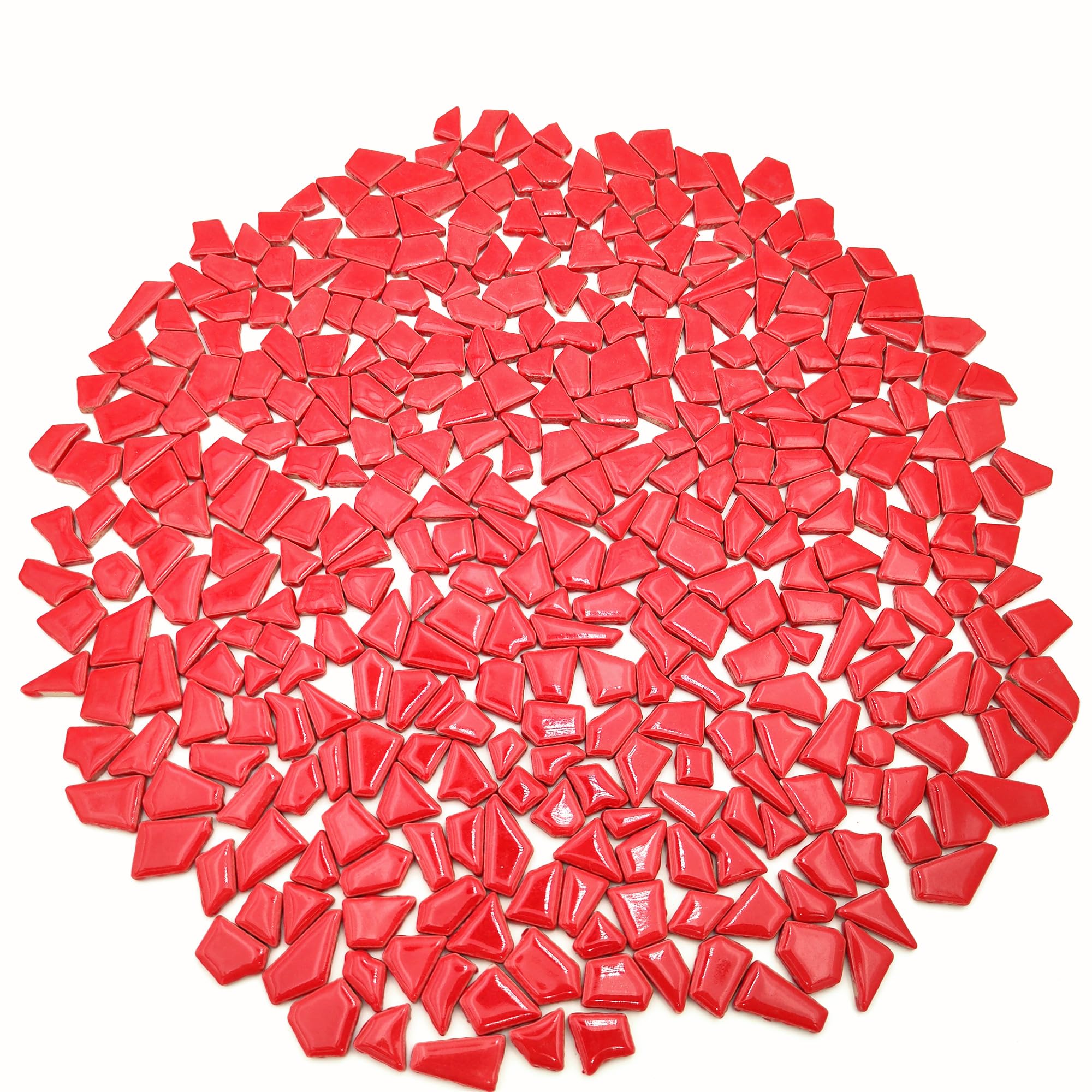 500g Irregular Ceramics Mosaic Tiles, 0.5x2 cm Small Mosaic Pieces Stones for DIY Mosaic Making Craft Hobby Arts Home Wall Decoration (Red)