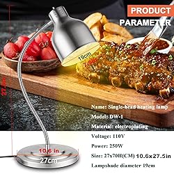 YMJOINMX Stainless Steel Food Heat Lamp Commercial