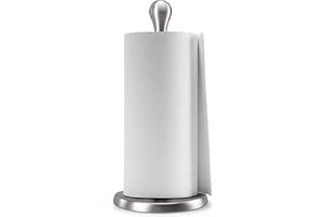 Umbra Tug One-Handed Tear Modern Paper Towel Holder, Nickel