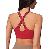 AugIris Sports Bras for Women Criss Cross Back - V Neck Adjustable Wide Straps High Support Removable Pad Gym Crop Tank Tops