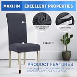 MAXIJIN Jacquard Stretch Dining Chair Slipcovers Grey 4 Pack Parson Chair Covers view 3