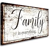 Family is Everything Wall Decor-Rustic Family Quote Print Canvas for Farmhouse Signs Canvas Wall Art-Retro Artwork Wall Decoration for Living Room,Bedroom,Dining Room,Office,Home Decor,Ready to Hang 20"x40"