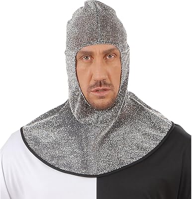 3287A - Mittelalterliche Ritterkapuze, Silber, Krieger, Hut, Kopfschmuck, Accessoire, Karneval, Mottoparty
