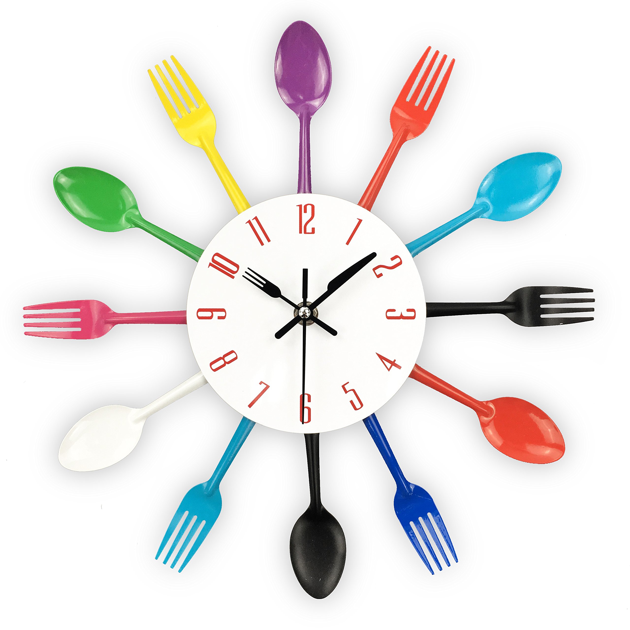 Timelike 3D Removable Modern Creative Cutlery Kitchen Spoon Fork Wall Clock Mirror Wall Decal Wall Sticker Room Home Decoration