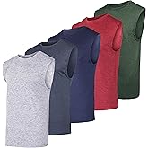 Real Essentials 3 & 5 Pack:Men's Dry Fit Workout Running Tank Top Gym Sleeveless Muscle Athletic Shirt (Big & Tall Available)