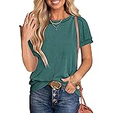 ANRABESS Womens Short Sleeve Crewneck Shirts Ribbed Knit High Low Hem T Shirt 2026 Summer Spring Casual Tops Trendy Clothes