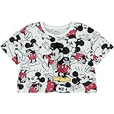 Disney Ladies Mickey Mouse Fashion Shirt Mickey Mouse Clothing - Mickey Mouse Allover Print Crop Top T-Shirt
