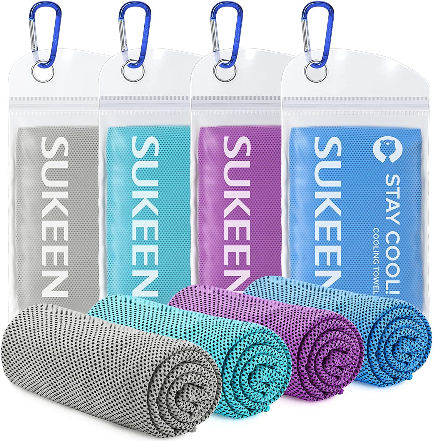 Sukeen Cooling Fitness Towel Set for Sports, Yoga, Golf Cooling Towel Microfibre Towel Hiking, Ice Towel Cooling Towel for Football, Running, Camping, Sports Gift for Men & Women