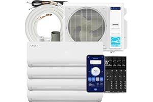 Della 35K BTU ODU Quad 4 Zone (12K 12K 12K 12K) Mini Split AC,Works with Alexa and Wifi, 19 SEER2 208-230V Cools Up to 2200 Sq.Ft,Energy Star, Multi Zone Pre-Charged Heat Pump,16ft Kits