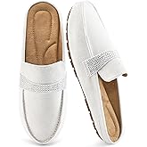 Almusen Mules for Women Comfortable Closed Toe Backless Loafers Slip on Flat Mule Casual Business Shoes Slides