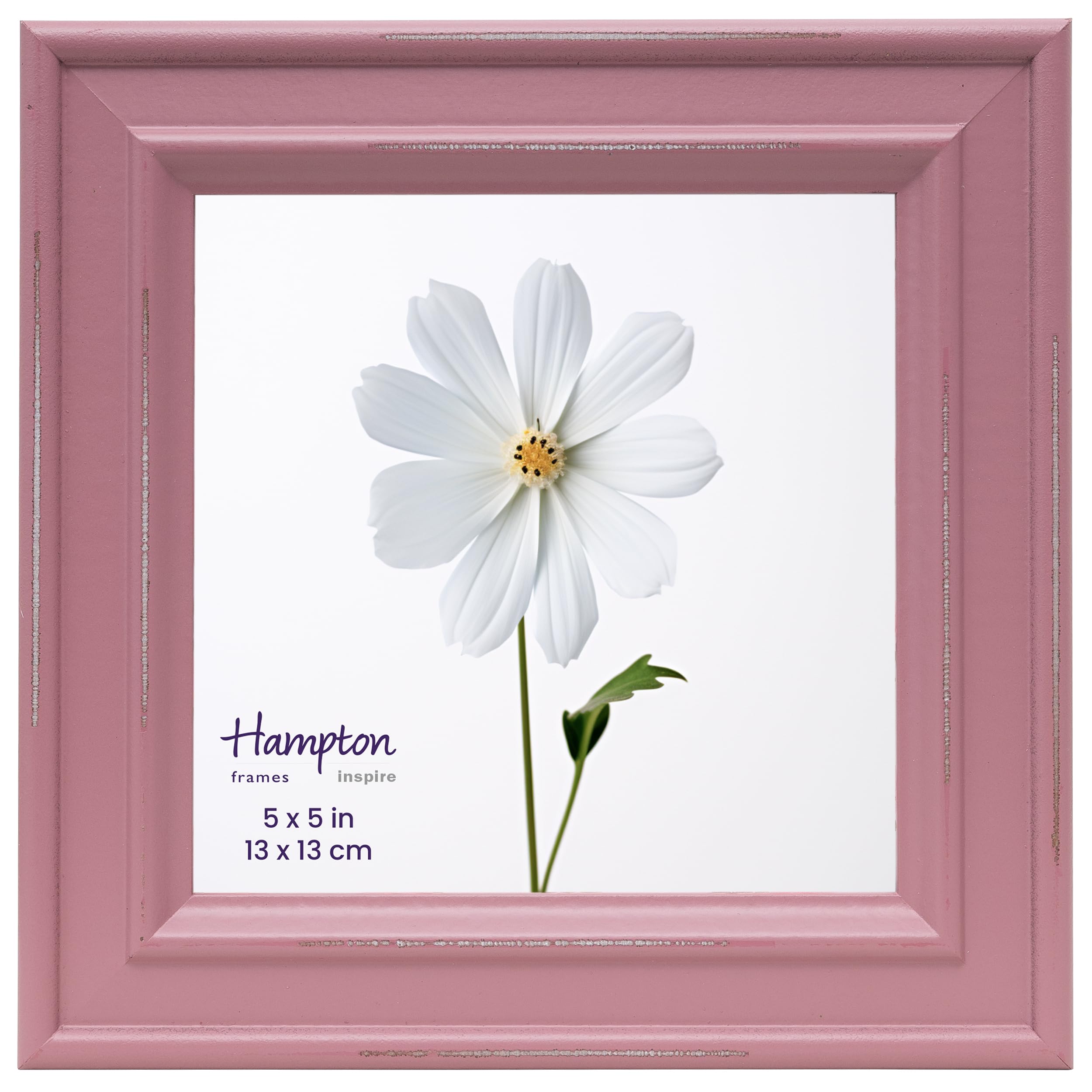inspire by Hampton Frames | PALOMA Square Photo Frame, 5x5 (13x13cm), Pink, Engineered Wood, Glass | Freestanding or Wall Mount | Picture Display for Home Decor