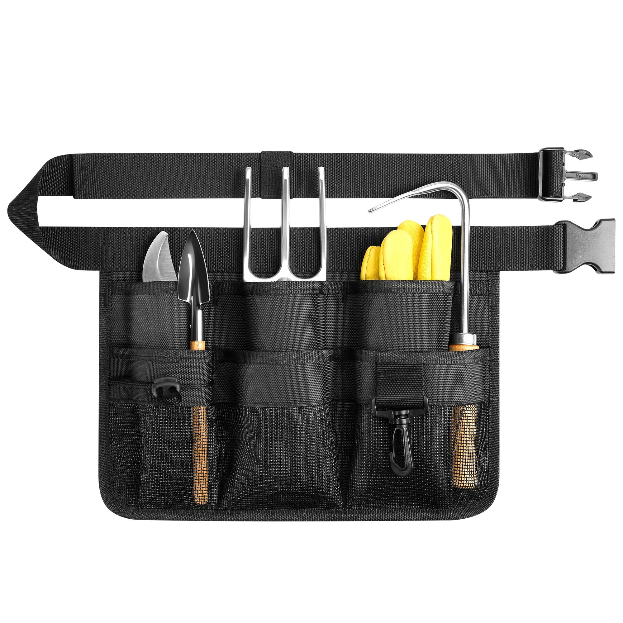 WINHUNT Gardening Tools Belt, 8 Pockets Heavy Duty for Women & Men, 1680D Water Resistant Tool Pouch for Builders, Carpenters, Gardeners, Electricians