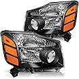 Bingbingmotor Headlight Assembly Compatible with 2004-2015 Nissan Titan / 2005-2007 Armada Left and Right Side Black Housing Headlamps