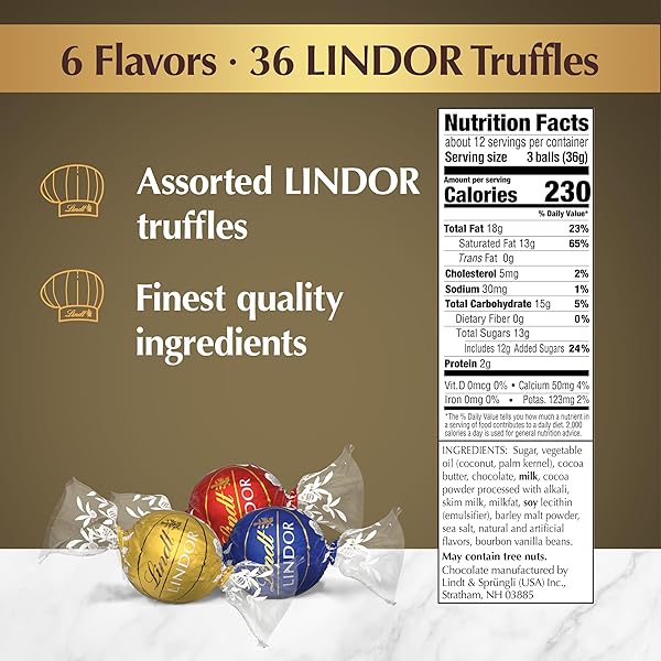 LINDT LINDOR DELUXE ASSORTED CHOCOLATE CANDY TRUFFLES GIFT BOX, 15.2 OZ., FULL SIZE