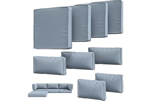 Tounosnt 9Pcs Outdoor Chair Cushions Covers Waterproof Anti-Fading for 5 Pack Patio Set Cushion Slipcovers, Outdoor Furniture Protector Cover Replacement(Cover Only)