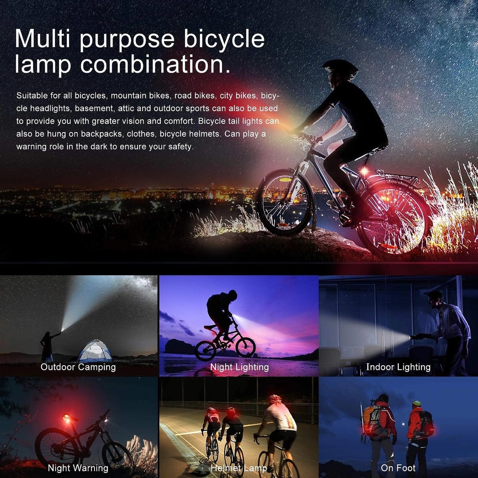 Fahrradlicht Set Fahrradlicht 5 Helligkeitsstufen Fahrradbeleuchtung Fahrrad Reflektoren Aufladbar USB C Fahrrad Zubehör IPX5 Wasserdicht LED Frontlicht und Rücklicht Set für Nachtfahrten Im Freien