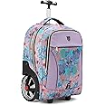 Rolling Backpack, Waterproof Backpack with Wheels for Business, Travel Commuter, Carry on Backpack with Laptop Compartment, Fit 15.6 Inch Laptop, Wheeled Backpack for Adults Women Men (Pink, 20inch)
