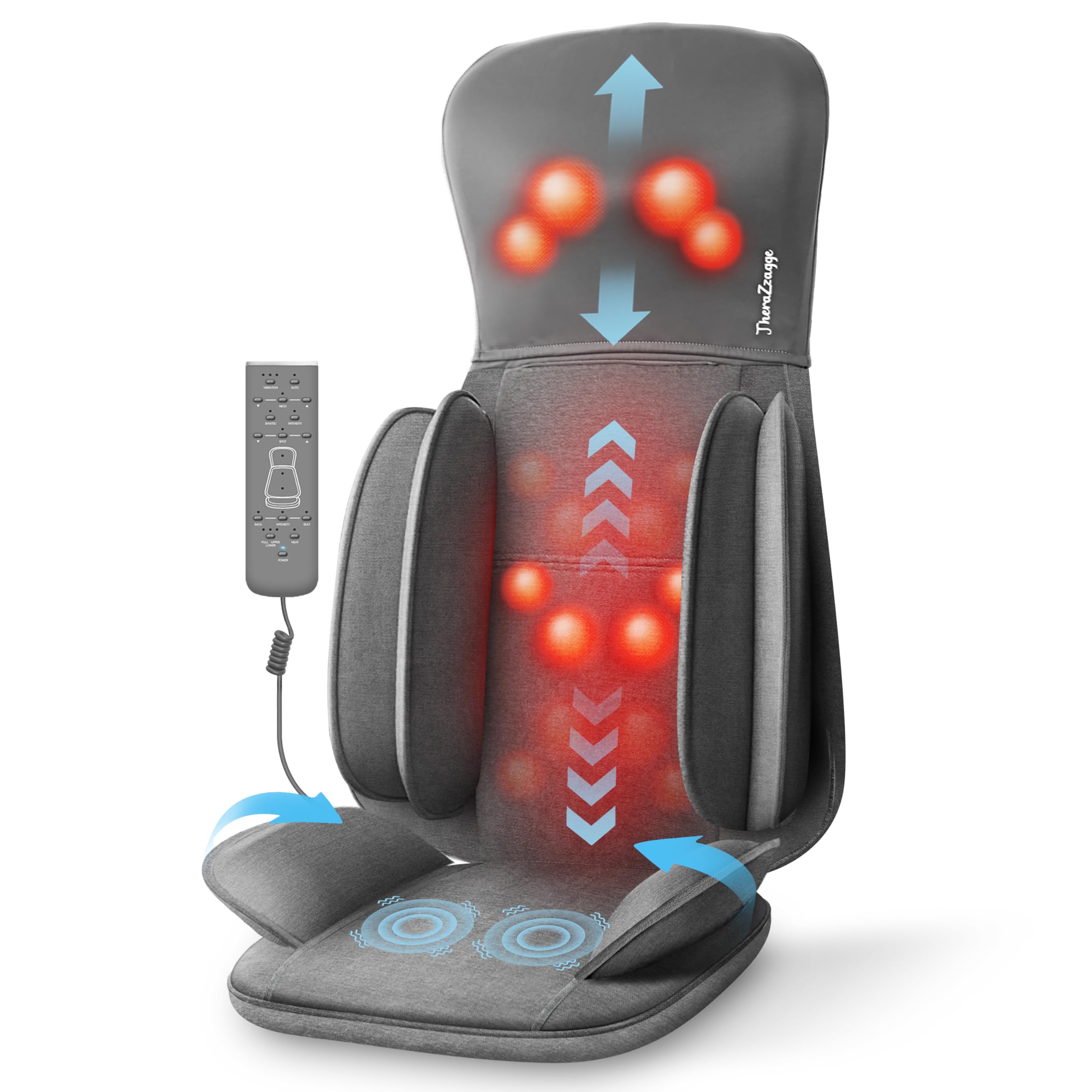 Photo 1 of ***DIRTY*** THERAZZAGGE Shiatsu Neck Back Massager with Heat, Massage Chair Full Body with Compression, Chair Massage Pad with Vibration, Seat Massager for Home, Office Chair Use