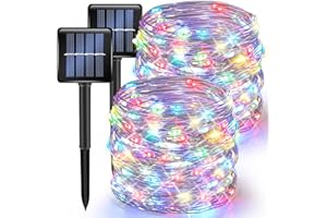 TW SHINE Multicolor Solar String Lights Outdoor, Total 80 FT 240 LED Solar Powered Waterproof Fairy Lights 8 Modes Copper Wire Lights for Christmas Party Tree Wedding Yard Decorations, 2 Pack