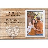 Personalized Wood Picture Frame Photo Fathers Day Personalized Gifts for Dad from Daughter Son Cute Engraved Wooden Frame Fits 4x6 Picture Plaque Keepsake to Daddy Gift Photo Holder