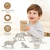 toymany 6PCS White Tigers Figurines Set with Cubs Educational Toys view 5