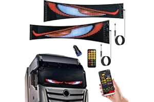 QEEANMO 2PCS Devil Eyes Light for Cars SUVs, 23.4"x4.7" Programmable Flex LED Sign, Led Eyes for Truck Windshield with APP Control and Remote Controller