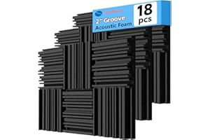 TroyStudio Thick Acoustic Foam Panels, 12 X 12 X 2 Inch 18 Pcs Broadband Sound Absorbing Foam, Dense Soundproof Padding Tile,