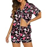 Ekouaer Silk Pajamas for Women Short Sleeve Sleepwear Soft Button Down Loungewear 2 Piece Satin Pjs Shorts Set