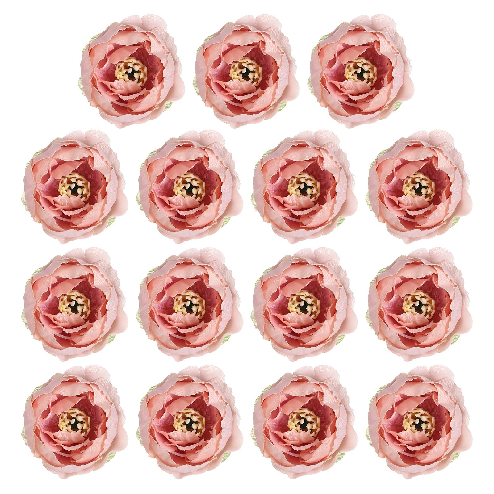 PATIKIL Artificial Flower Head, 30 Pcs Fake Flowers Heads Bulk Silk Peony Heads Simulation Flower for Bouquets Wreaths Wedding Decor, Grey Pink