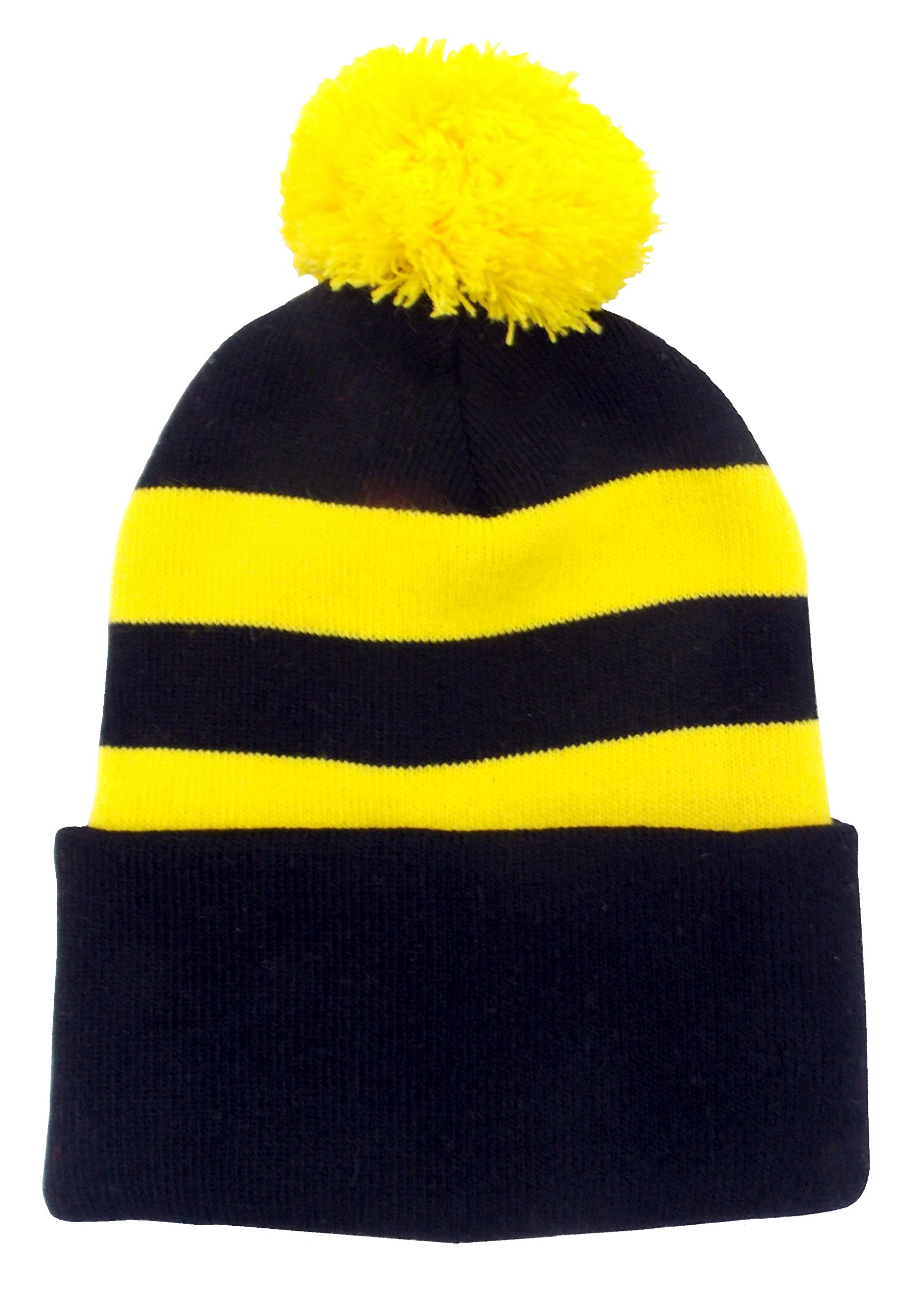 Arena Scarves Watford Fans Black and Yellow Striped Retro Bobble Hat