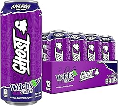GHOST Energy Drink - 12-Pack, Welch's Grape, 16oz Cans - Energy & Focus & No Artificial Colors - 200mg of Natural Caffeine, L