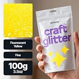 Hemway Fluorescent UV Neon Yellow Glitter 100g Fine Craft Resin Cosmetics view 2