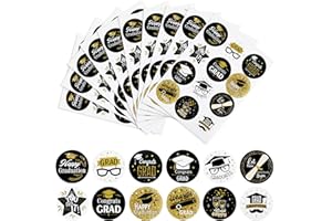 Ercadio 10 Pack 2023 Graduation Stickers Gold Class of 2023 Round Label Stickers 2023 Congrats Grad Adhesive Stickers Graduation Sealing Decal for Candy Bag Gifts Wrapping Grad Party Decor Supplies
