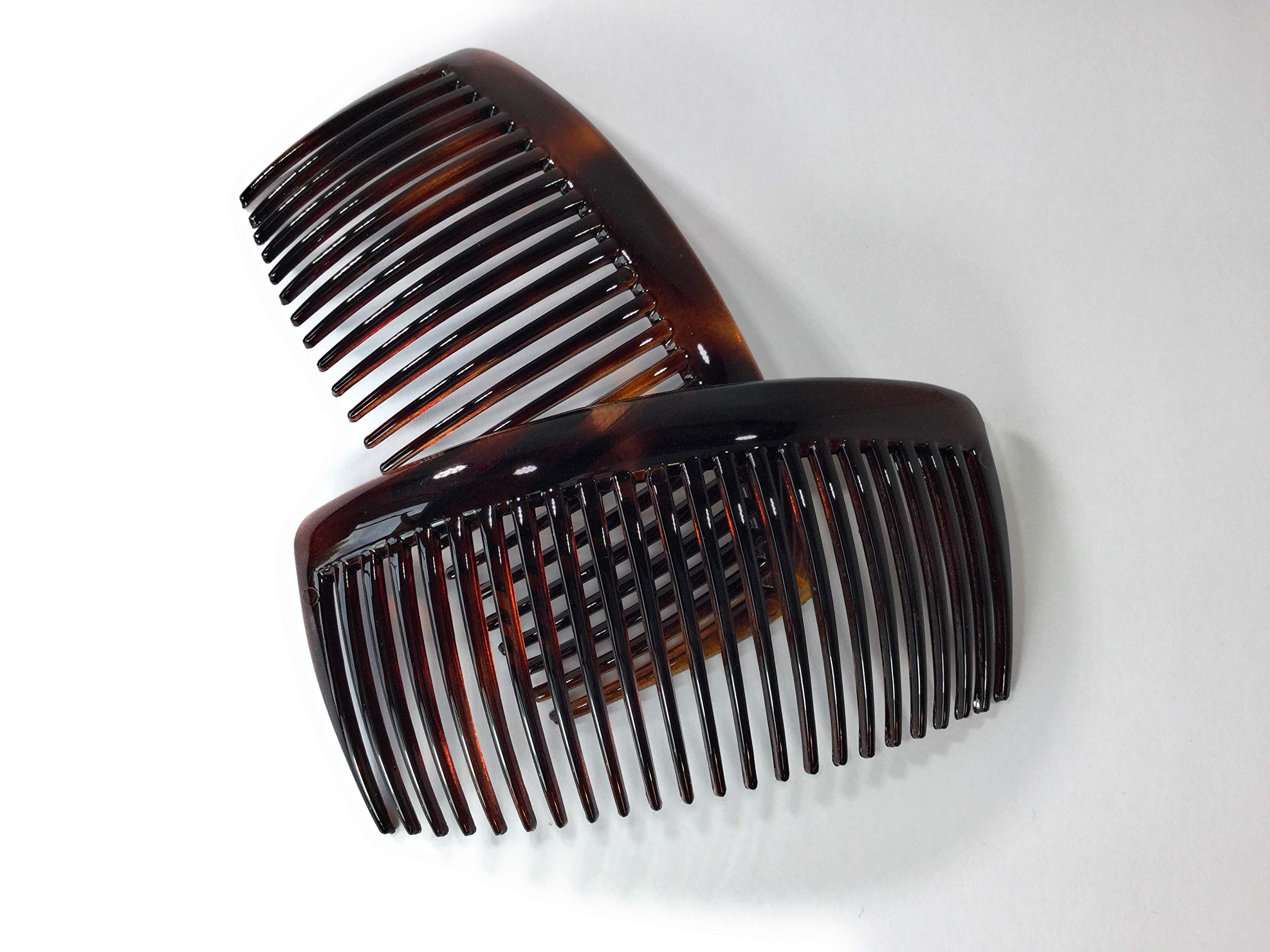 niavida 2 x Insert Comb Approx. 10 x 5 cm Straight Teeth Havana Brown, Made in France