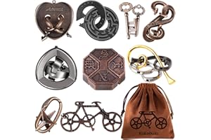 KAKEDUJA 9 PCS Metal Brain Teaser Puzzles Logic Metal Puzzle for Adult Toy Lock Puzzles Gift for AdultsTeenagers (9 PCS Edition B)