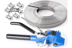 UPJIA FLARISH UpJiaFlarish Banding Strapping Kit with Steel Band Tool - Ratchet Tensioner&Cutter&Crimper, S304 Metal Coil and Buckles, High Tensile Heavy Duty Strap Set