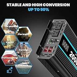 OLTEANP 2000 Watts Pure Sine Wave Inverter 12V DC