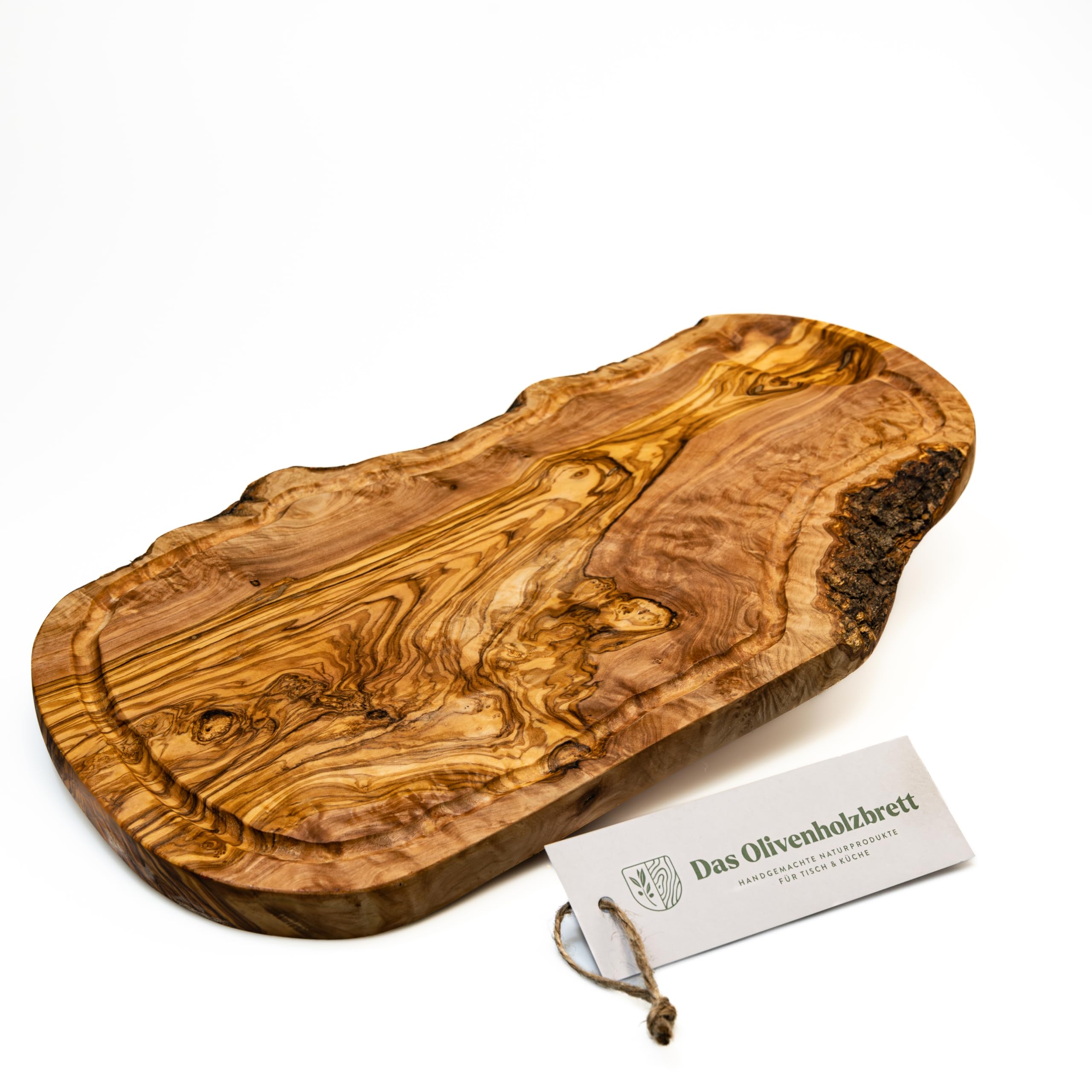 Cutting Board Steak Board with Juice Rim Olive Wood Natural Cut