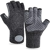 KastKing Bully Wooly Fingerless Wool Fishing Gloves, Cold Weather Warm Glove for Ice Fishing, Winter Gloves for Women & Men