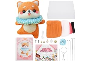 CUDROZA Needle Felting Kit Beginner - Starter Needle Felt Kits for Adults Wool Felting Kit Including Wool Roving, Felting Pad, Felting Needles and Instructions, DIY Felting Craft Projects, Shiba Ballet