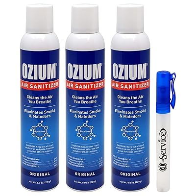 Ozium Air Sanitizer Spray - Glycolized Air Freshener Reduces Airborne Bacteria Eliminates Smoke &amp; Malodors 8oz Spray Air Freshener, Original (3 Pack) Hand Sanitizer Included