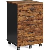 VASAGLE File Cabinet, Mobile Pedestal Filing Cabinet with Wheels | Printer Stand, with 5 Drawers, Tool-Free Sliding Rails, for Study, Home Office, Rustic Brown UOFC081KD01S
